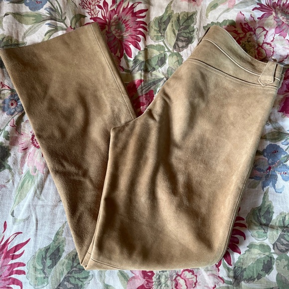 RALPH LAUREN Size 12 Tan Khaki 100% Suede Leather Classic Equestrian Flat-Front - Picture 11 of 16